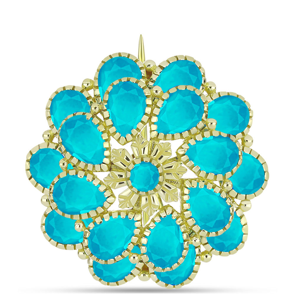 Broche de Plata Bañada en Oro con Jade Azul 1 