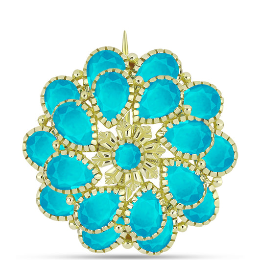 Broche de Plata Bañada en Oro con Jade Azul