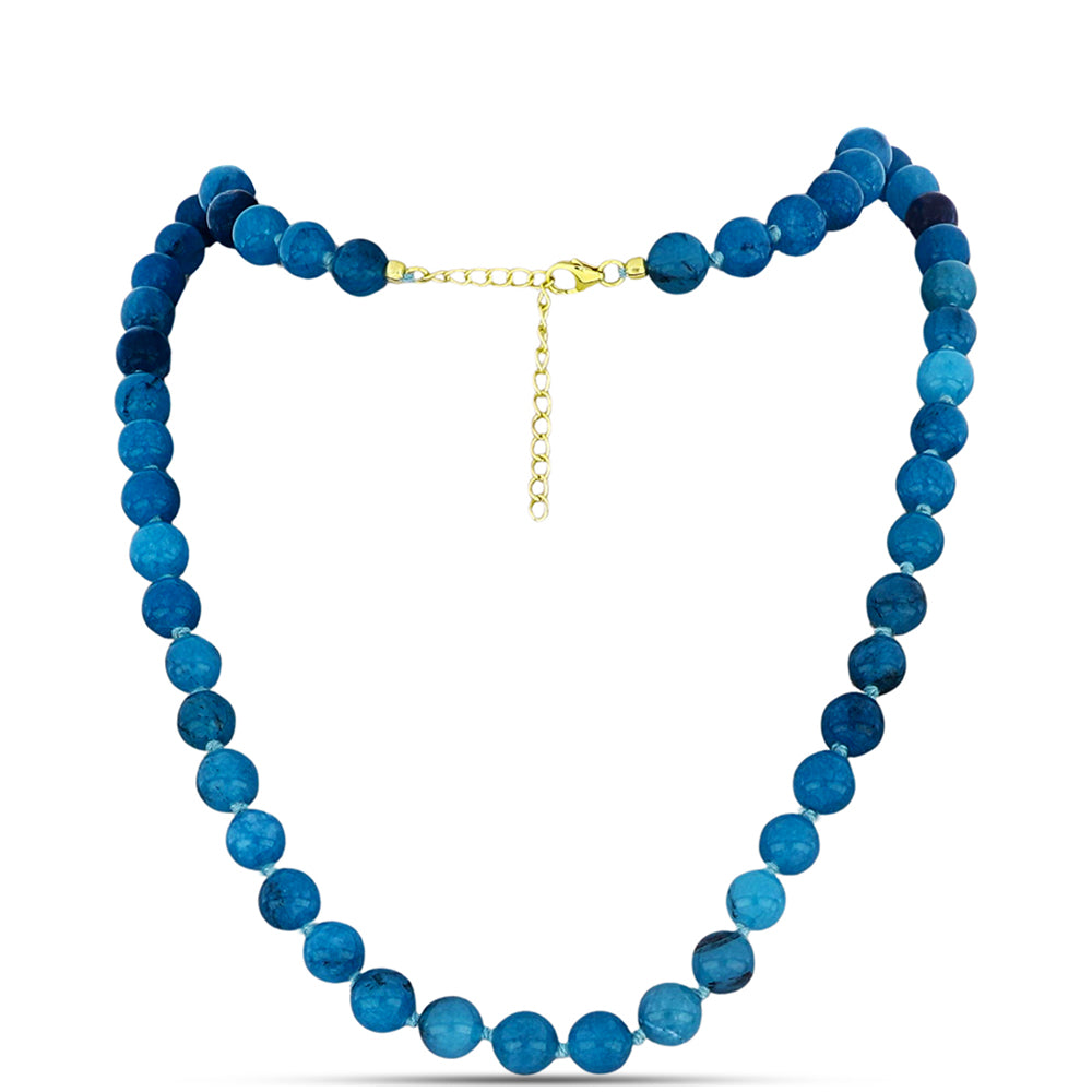 Collar de Plata Bañada en Oro con Jade Azul