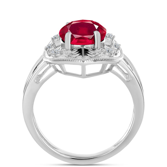 Anillo de Plata con Rubí de Madagascar y Topacio Blanco