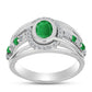 Anillo de Plata con Esmeralda de Zambia y Topacio Blanco