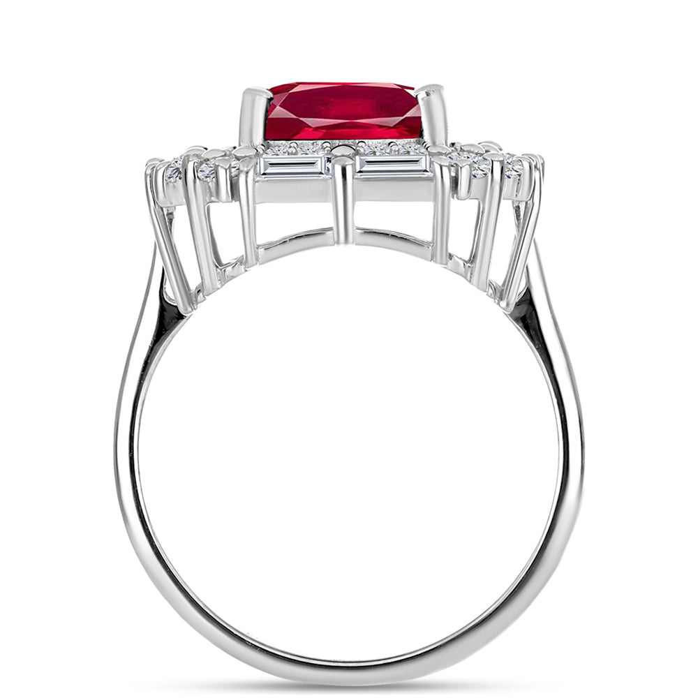 Anillo de Plata con Rubí de Madagascar y Topacio Blanco