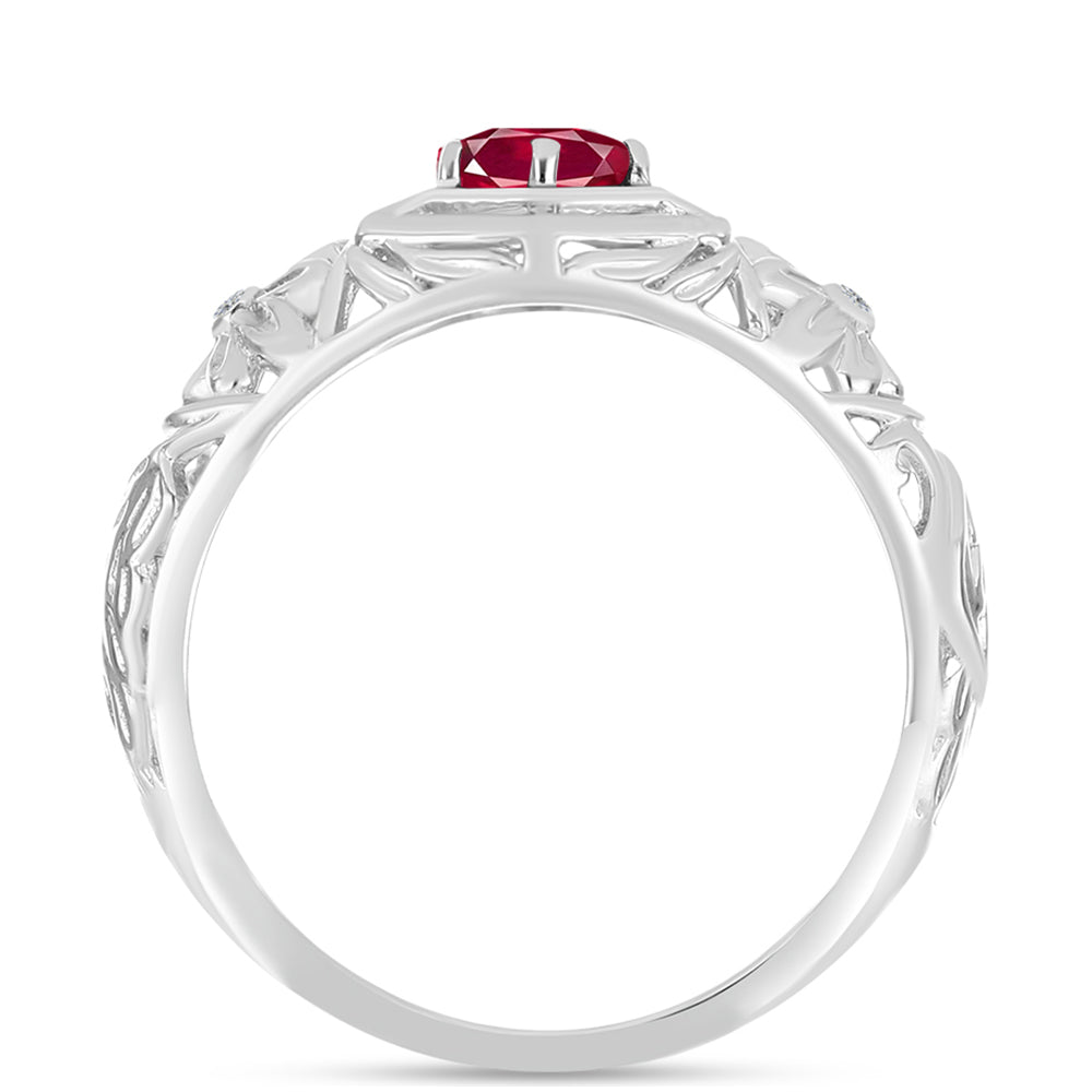 Anillo de Plata con Rubí de Madagascar y Topacio Blanco
