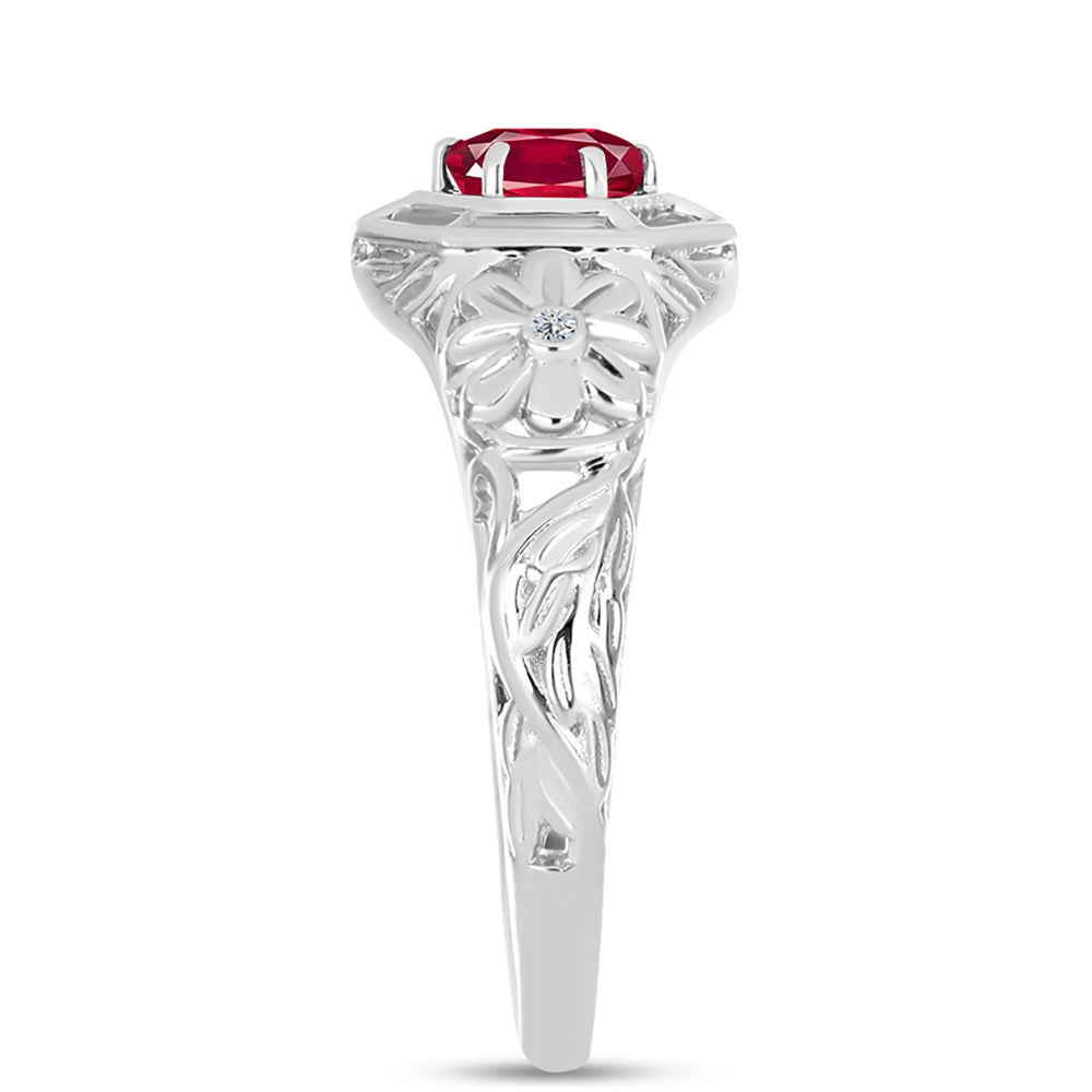 Anillo de Plata con Rubí de Madagascar y Topacio Blanco 4 
