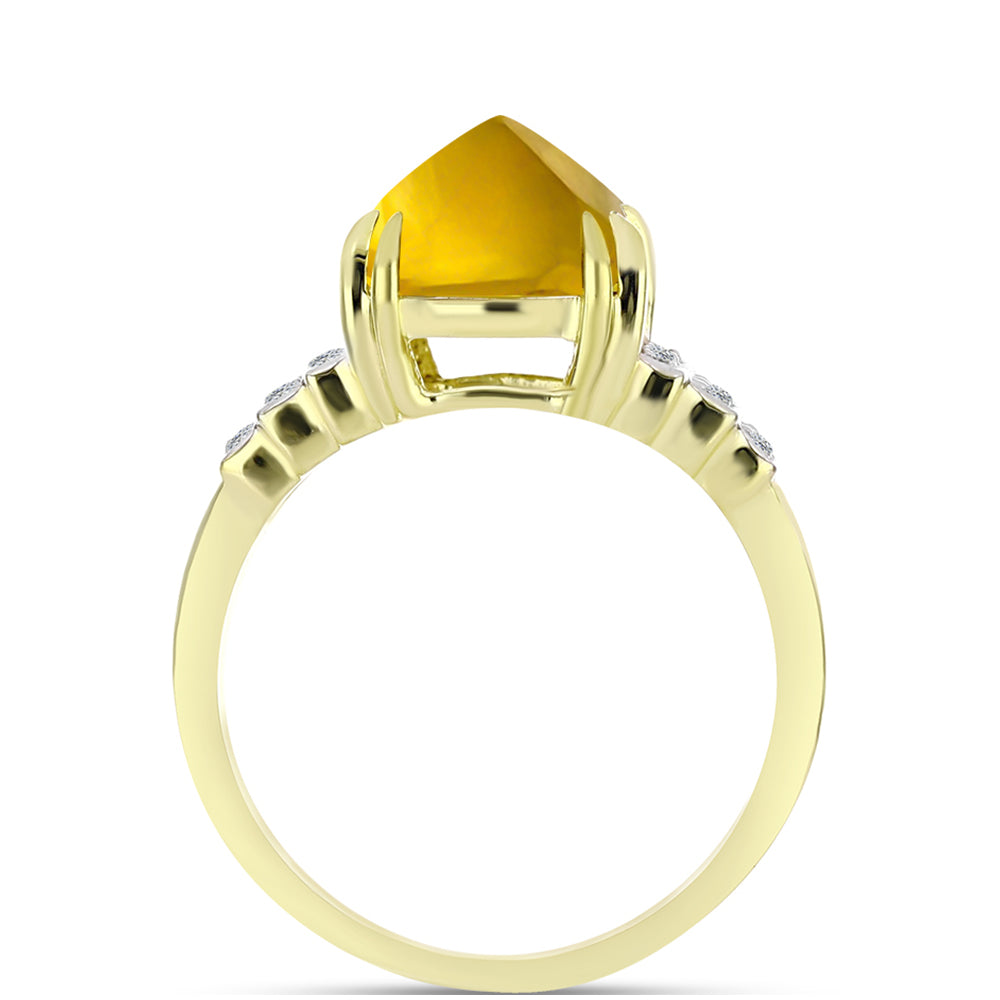 Anillo de Plata Bañada en Oro con Cuarzo Coñac y Topacio Blanco 2 