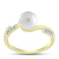 Anillo de Plata Bañada en Oro con Perla de Agua Dulce y Topacio Blanco