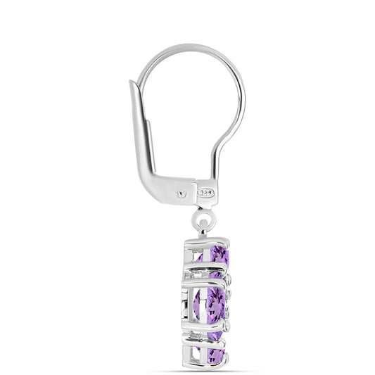 Pendientes de Plata con Amatista Rosa de Francia y Topacio Blanco