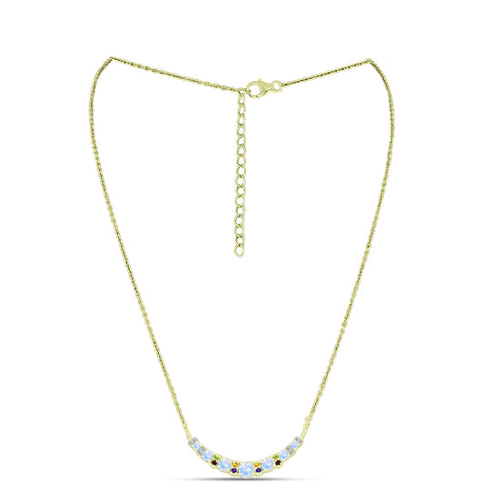 Collar de Plata Bañada en Oro con Piedra Lunar Arco Iris y Citrino de los Montes Urales