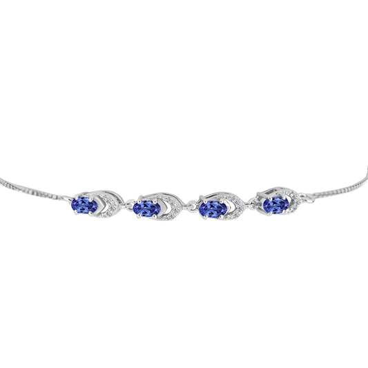 Pulsera de Plata con Tanzanita AAA y Diamante blanco