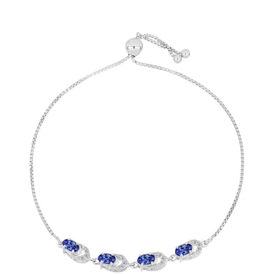 Pulsera de Plata con Tanzanita AAA y Diamante blanco