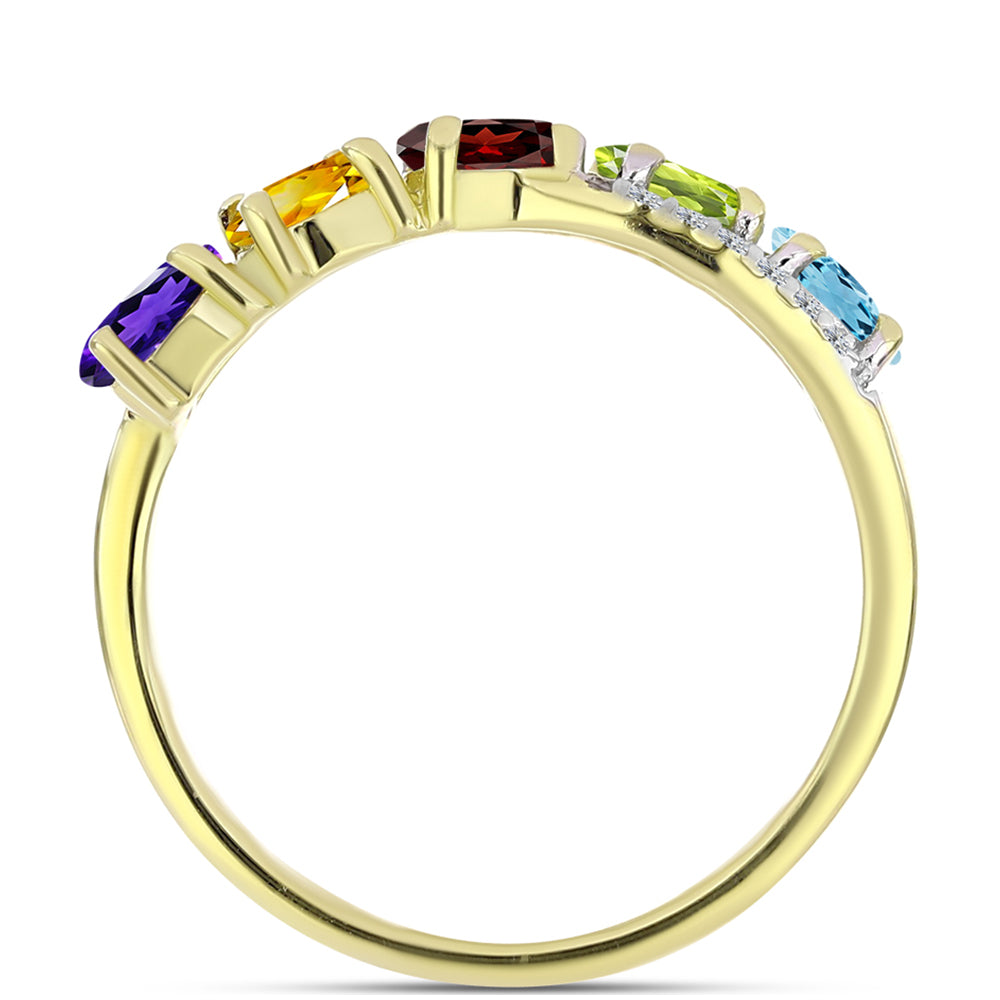Anillo de Plata Bañada en Oro con Amatista de Marruecos y Citrino de los Montes Urales 2 