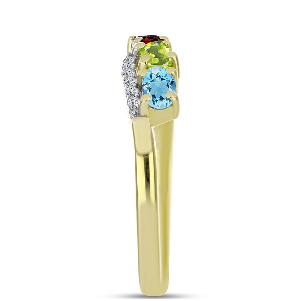 Anillo de Plata Bañada en Oro con Amatista de Marruecos y Citrino de los Montes Urales