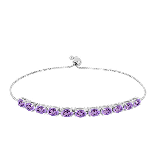 Pulsera de Plata con Amatista Rosa de Francia