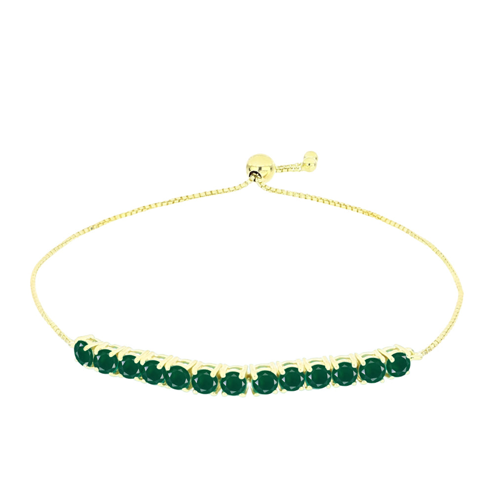 Pulsera de Plata Bañada en Oro con Ágata Verde 1 