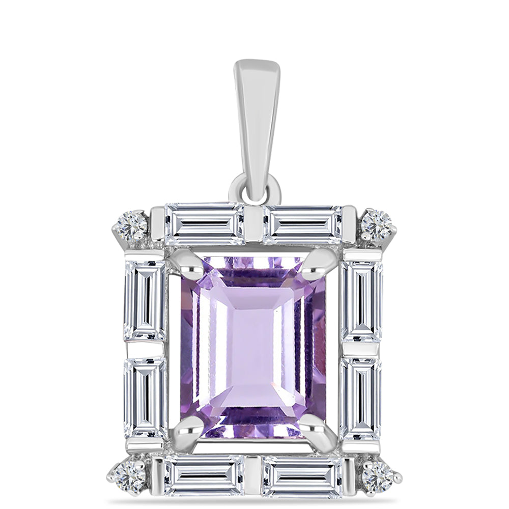 Colgante de Plata con Amatista Rosa de Francia y Topacio Blanco 1 