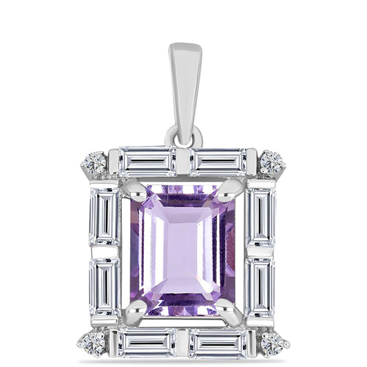 Colgante de Plata con Amatista Rosa de Francia y Topacio Blanco