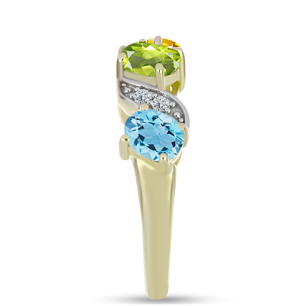 Anillo de Plata Bañada en Oro con Amatista de Marruecos y Citrino de los Montes Urales 4 