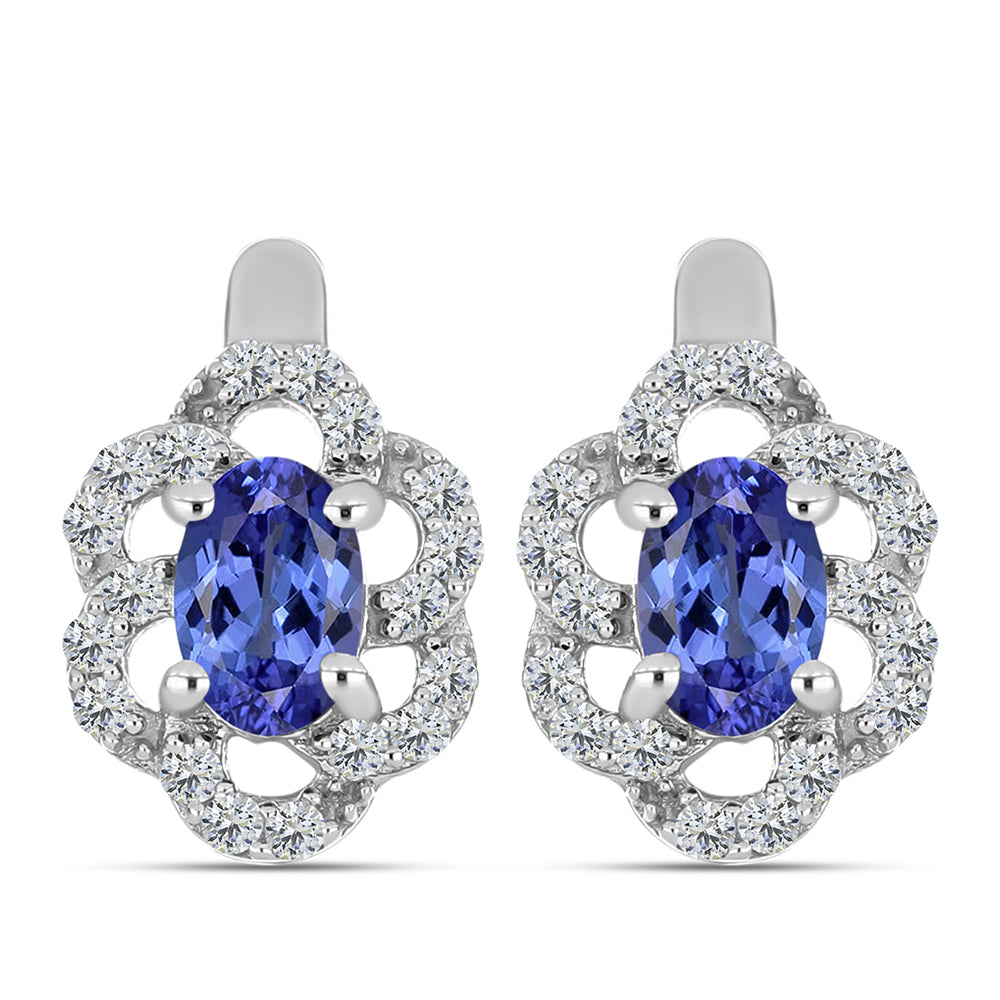 Pendientes de Plata con Tanzanita AAA y Diamante blanco 1 
