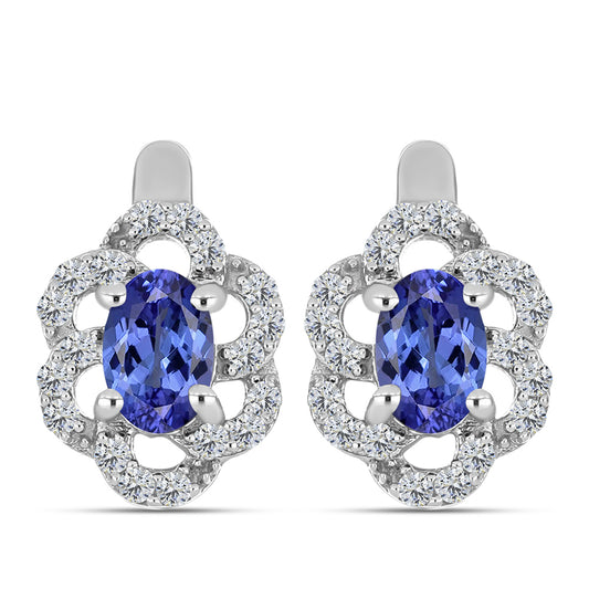 Pendientes de Plata con Tanzanita AAA y Diamante blanco