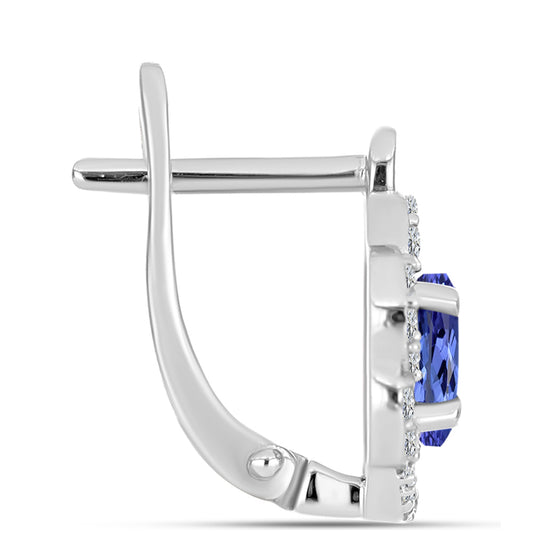 Pendientes de Plata con Tanzanita AAA y Diamante blanco