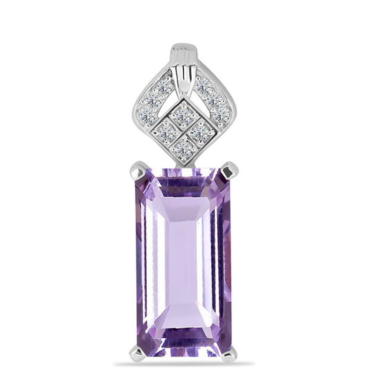 Colgante de Plata con Amatista Rosa de Francia y Topacio Blanco