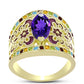 Anillo de Plata Bañada en Oro con Amatista de Marruecos y Citrino de los Montes Urales