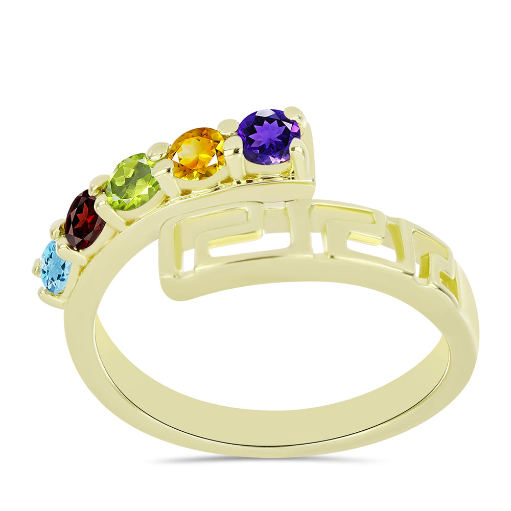 Anillo de Plata Bañada en Oro con Amatista de Marruecos y Citrino de los Montes Urales 3 