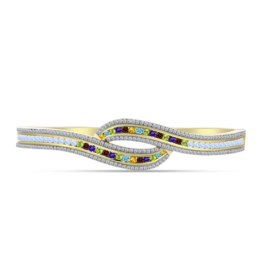 Brazalete de Plata Bañada en Oro con Amatista de Marruecos y Citrino de los Montes Urales