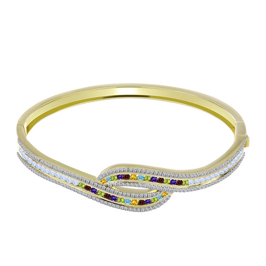 Brazalete de Plata Bañada en Oro con Amatista de Marruecos y Citrino de los Montes Urales