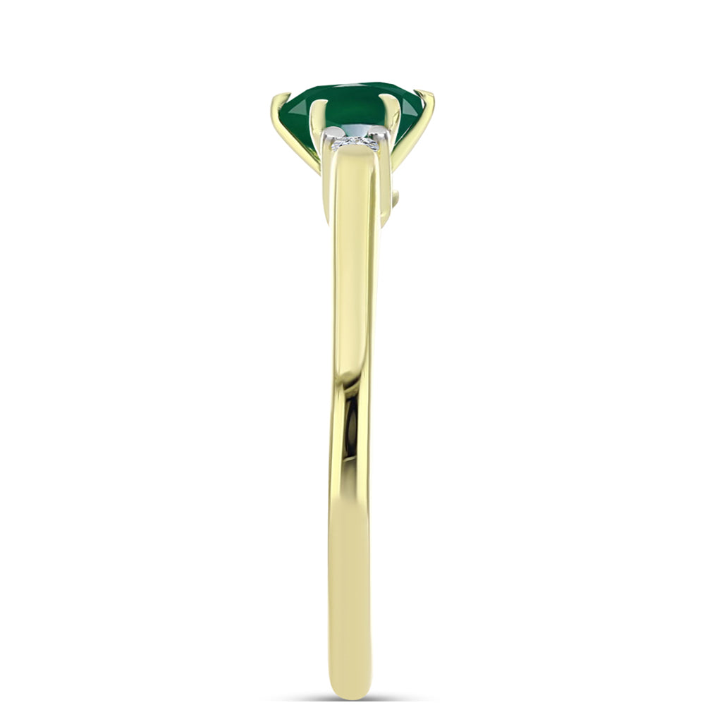 Anillo de Plata Bañada en Oro con Ágata Verde y Topacio Blanco 4 