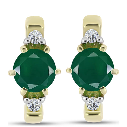 Pendientes de Plata Bañada en Oro con Ágata Verde y Topacio Blanco