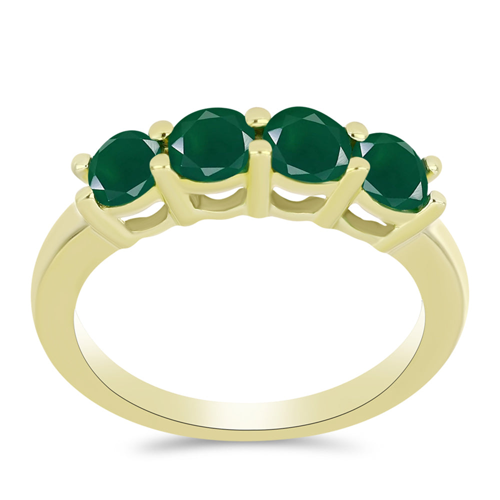 Anillo de Plata Bañada en Oro con Ágata Verde 3 