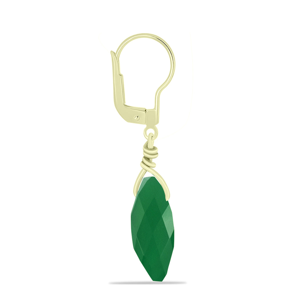 Pendientes de Plata Bañada en Oro con Ágata Verde 2 