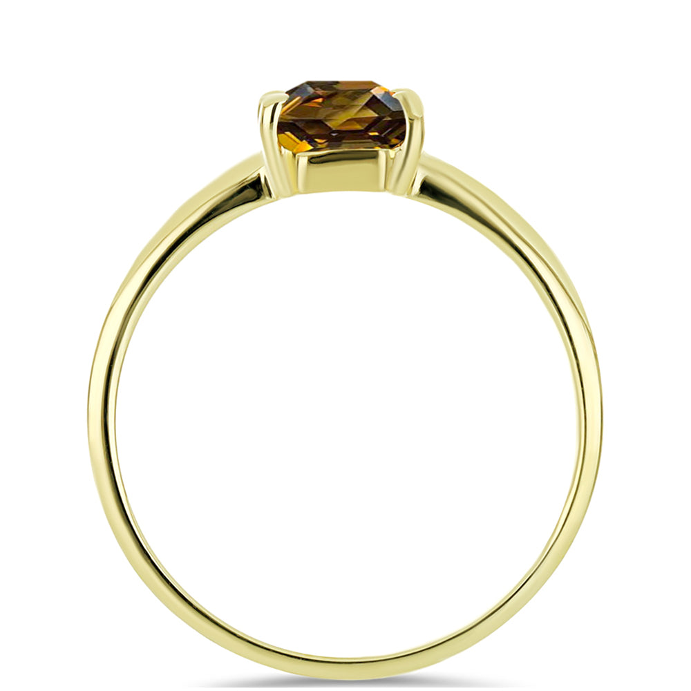 Anillo de Plata Bañada en Oro con Cuarzo Coñac 2 
