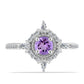 Anillo de Plata con Amatista Rosa de Francia y Zircón Blanco