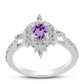 Anillo de Plata con Amatista Rosa de Francia y Zircón Blanco