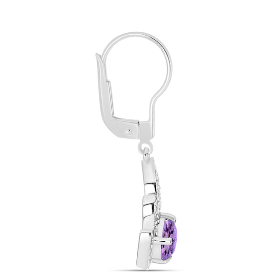 Pendientes de Plata con Amatista Rosa de Francia y Topacio Blanco