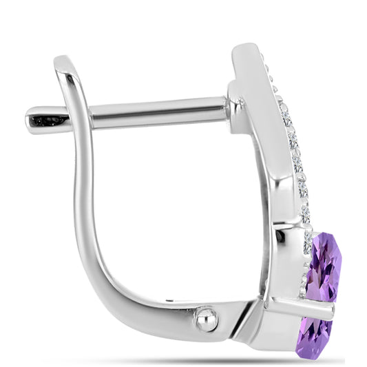 Pendientes de Plata con Amatista Rosa de Francia y Topacio Blanco