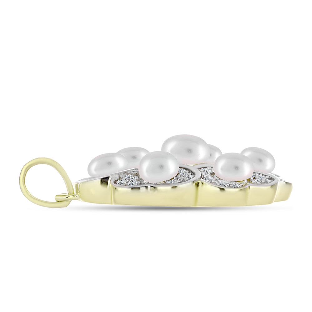 Colgante de Plata Bañada en Oro con Perla de Agua Dulce y Topacio Blanco