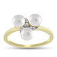 Anillo de Plata Bañada en Oro con Perla de Agua Dulce y Topacio Blanco