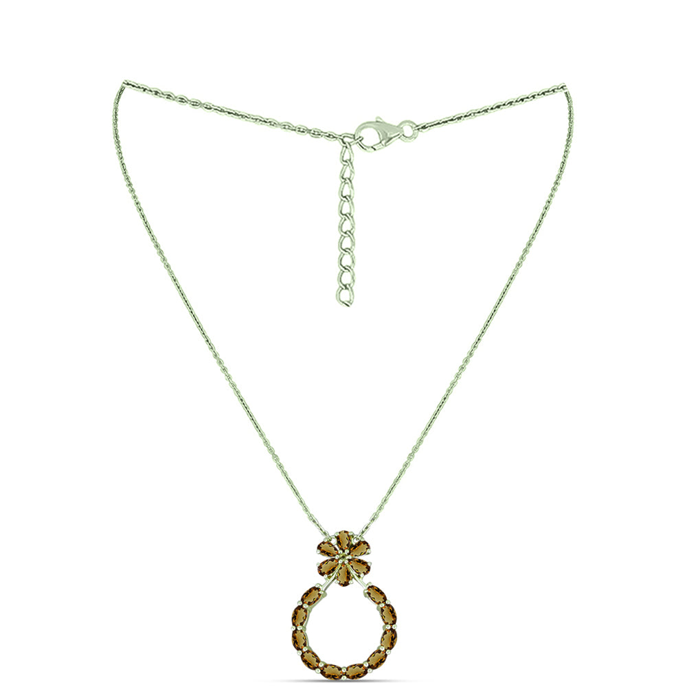 Collar de Plata Bañada en Oro con Cuarzo Coñac