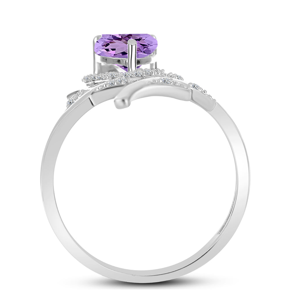 Anillo de Plata con Amatista Rosa de Francia y Topacio Blanco 2 