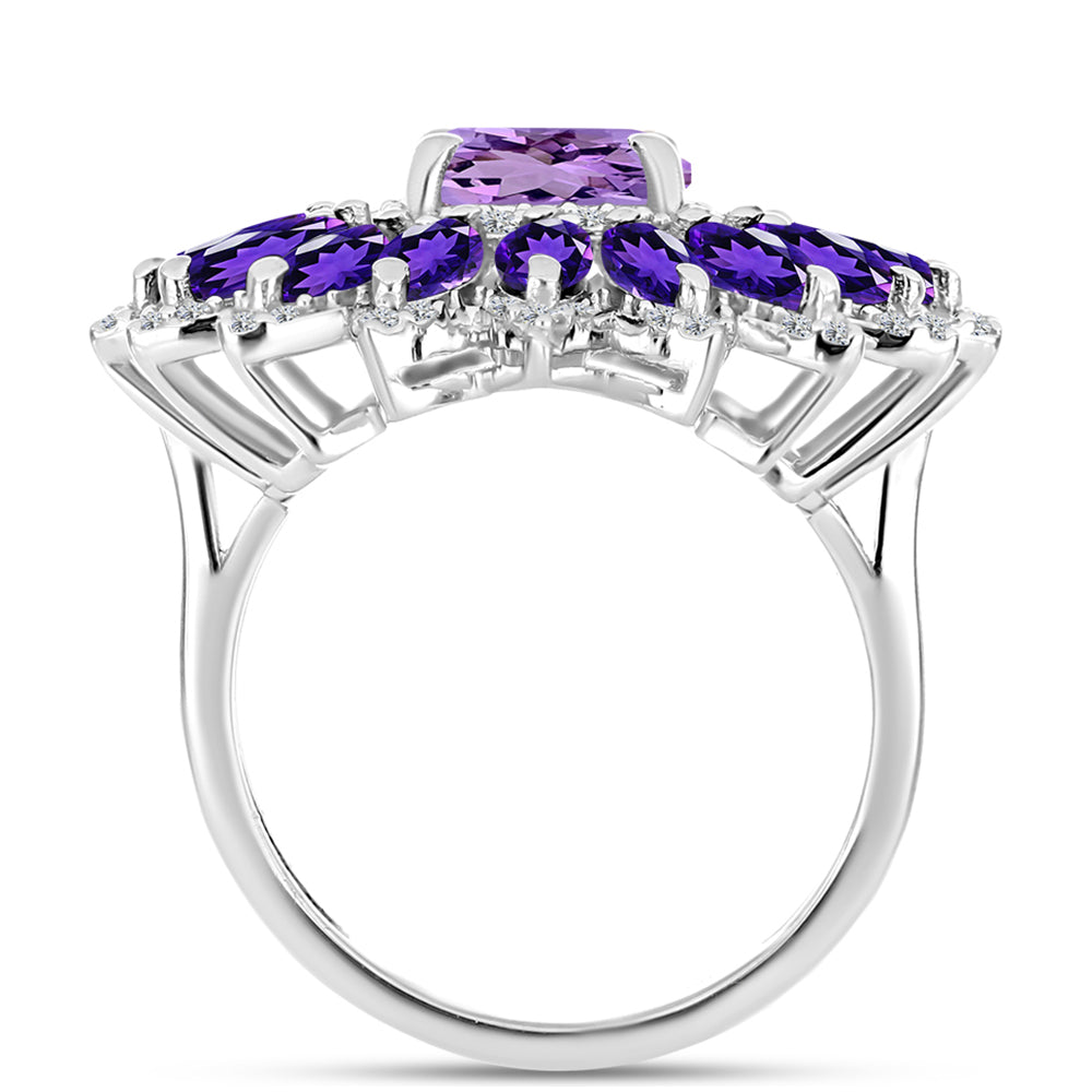 Anillo de Plata con Amatista Rosa de Francia y Amatista Artigas 2 