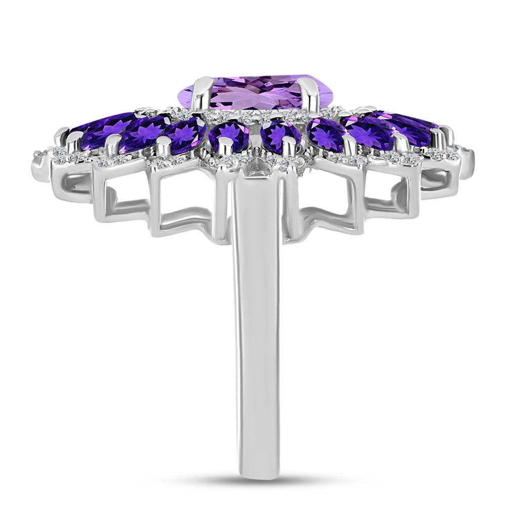 Anillo de Plata con Amatista Rosa de Francia y Amatista Artigas
