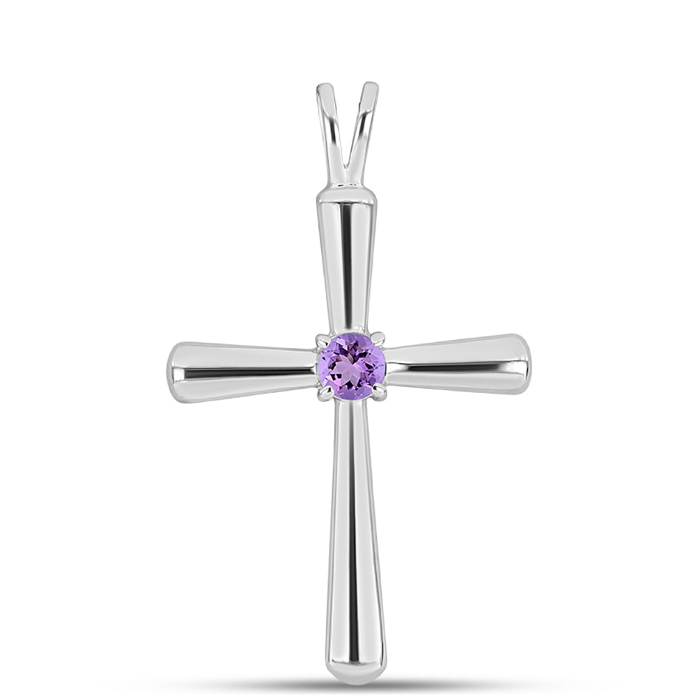 Cruz Colgante de Plata con Amatista Rosa de Francia 1 