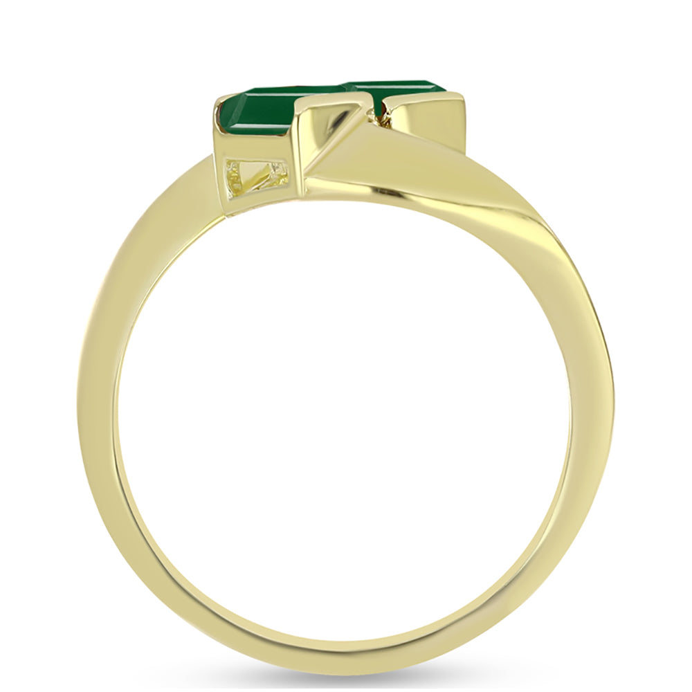 Anillo de Plata Bañada en Oro con Ágata Verde 2 