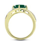Anillo de Plata Bañada en Oro con Ágata Verde y Topacio Blanco