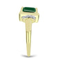 Anillo de Plata Bañada en Oro con Ágata Verde y Topacio Blanco
