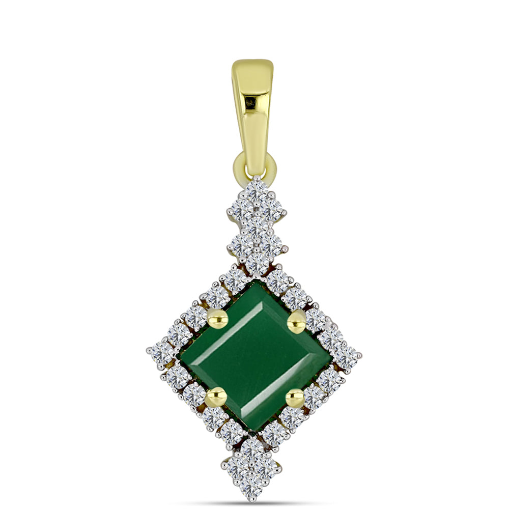 Colgante de Plata Bañada en Oro con Ágata Verde y Topacio Blanco 1 