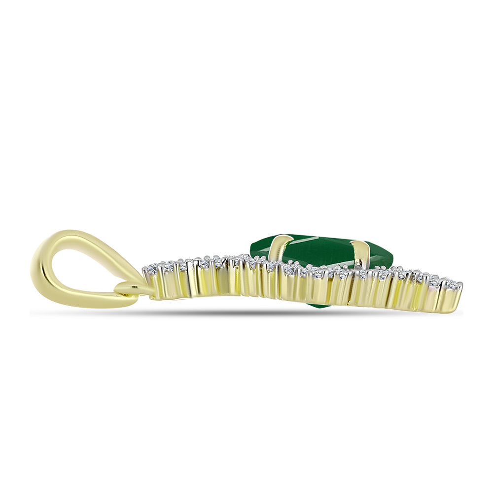 Colgante de Plata Bañada en Oro con Ágata Verde y Topacio Blanco 2 